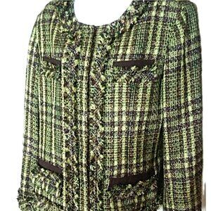 Chico's Tweed Verte Sparkle Verdant blazer jacket size 3
